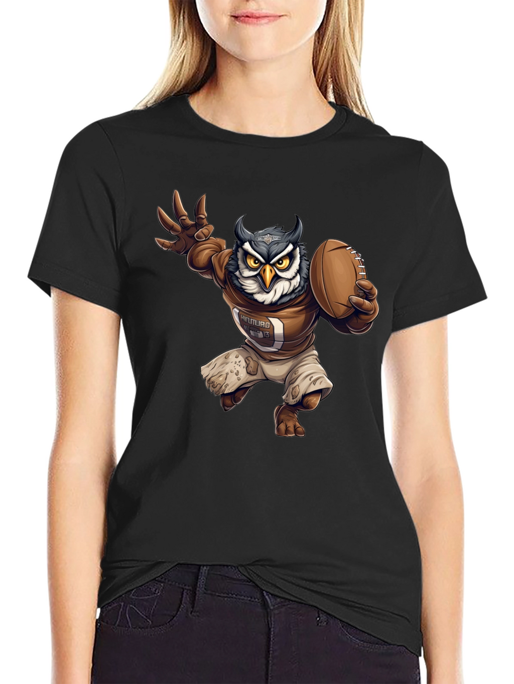 Football Owl Graphic T-Shirt
