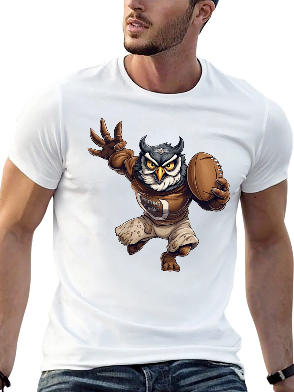 Football Owl Graphic T-Shirt