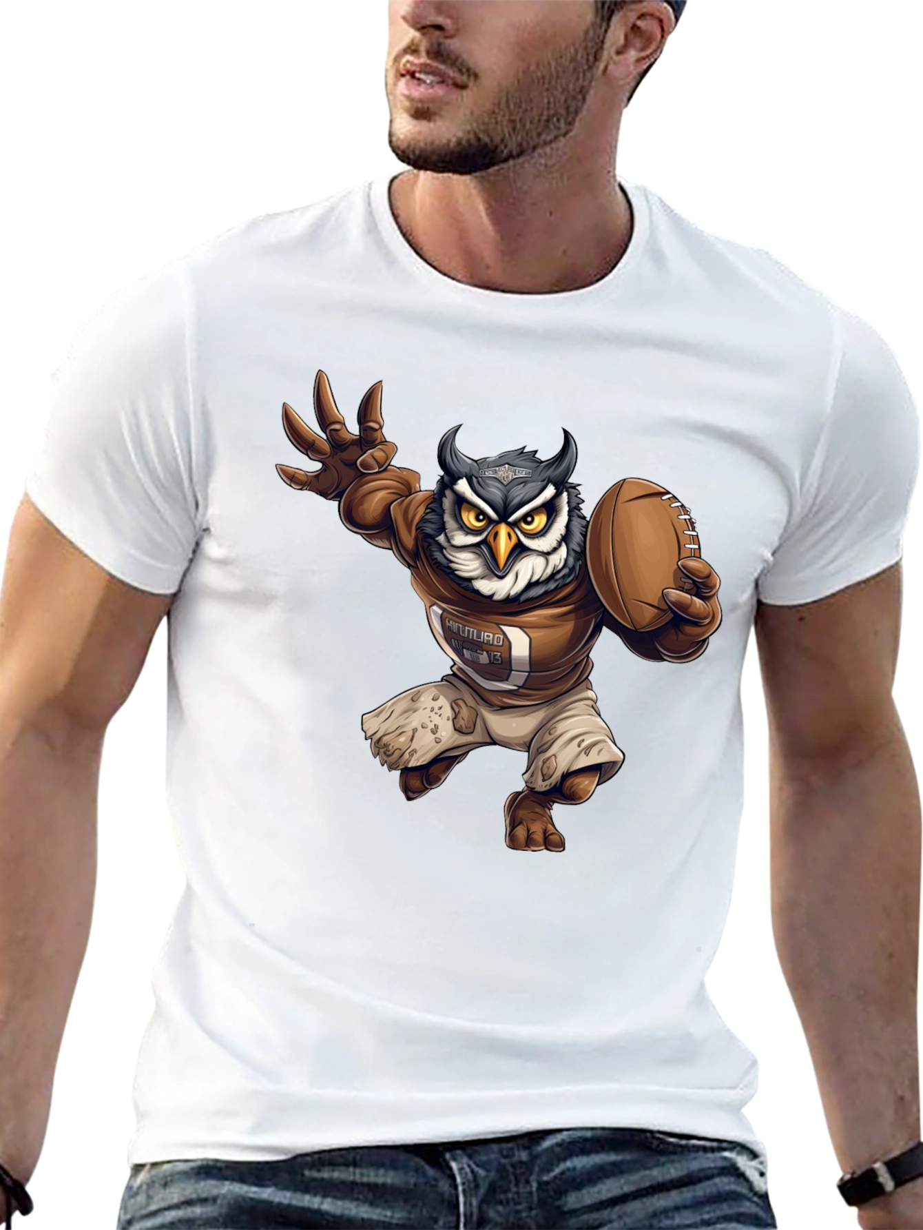 Football Owl Graphic T-Shirt