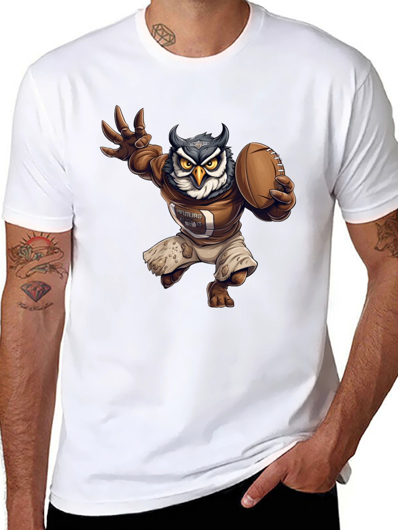 Football Owl Graphic T-Shirt