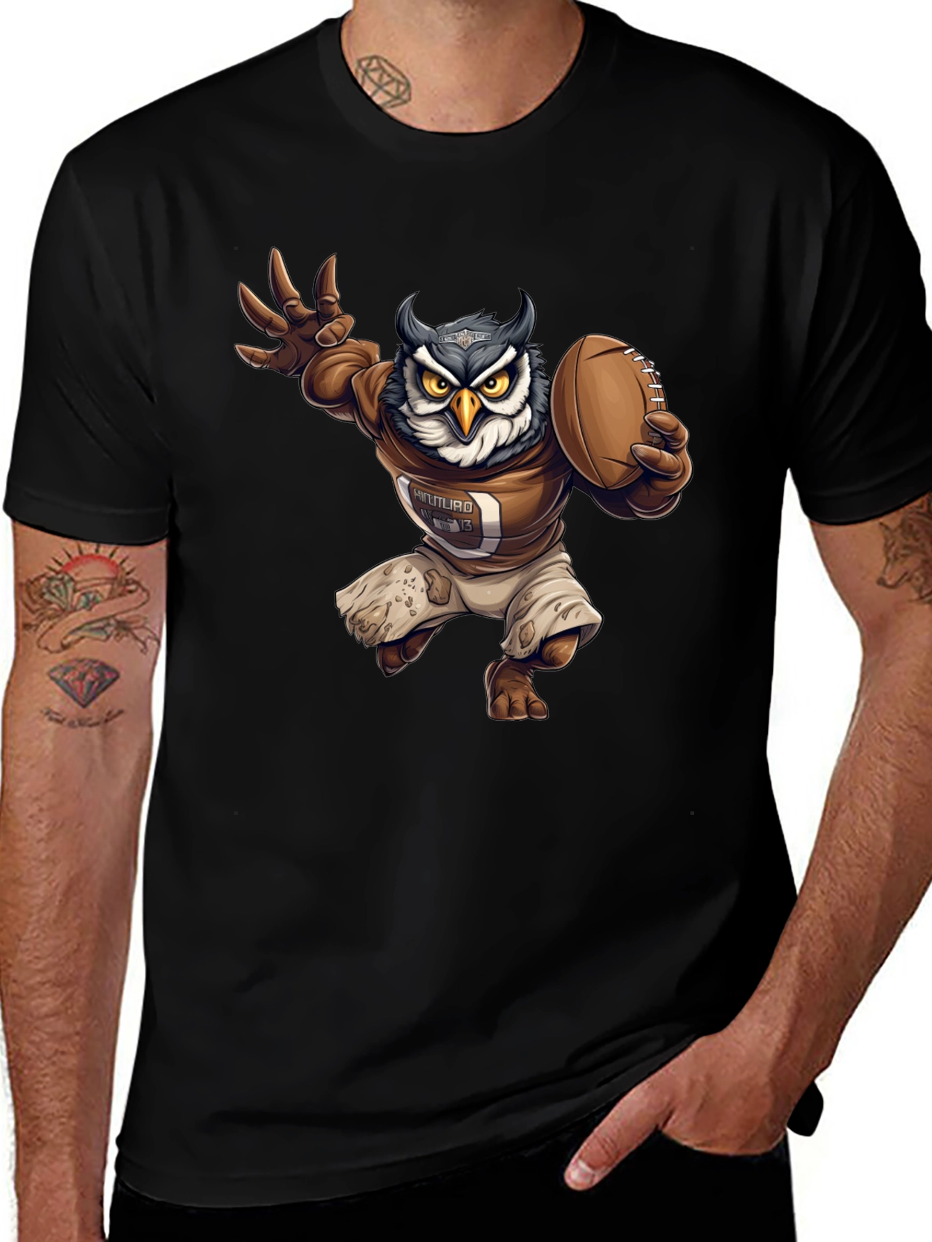 Football Owl Graphic T-Shirt