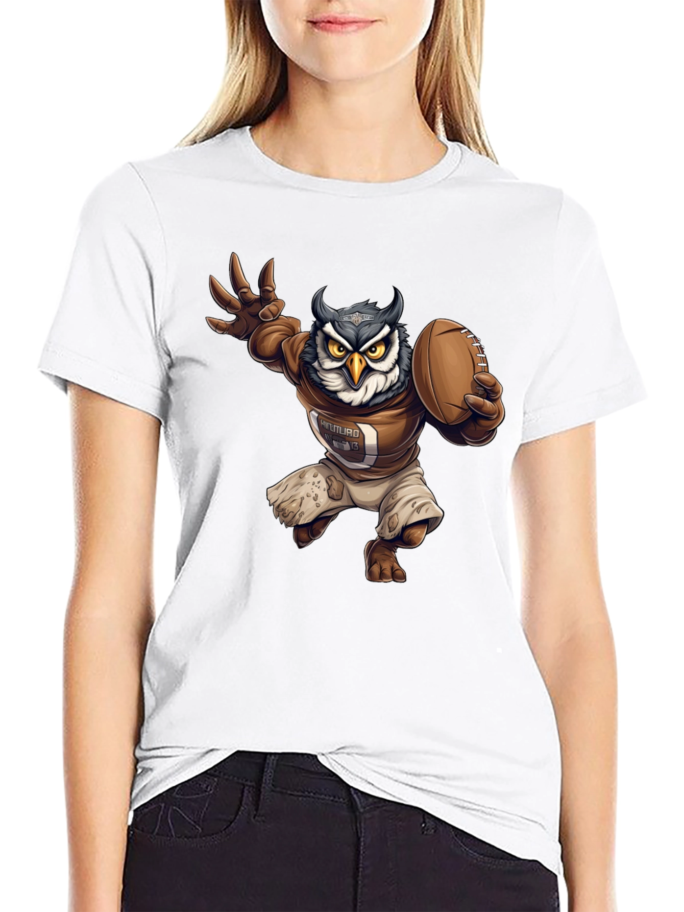 Football Owl Graphic T-Shirt