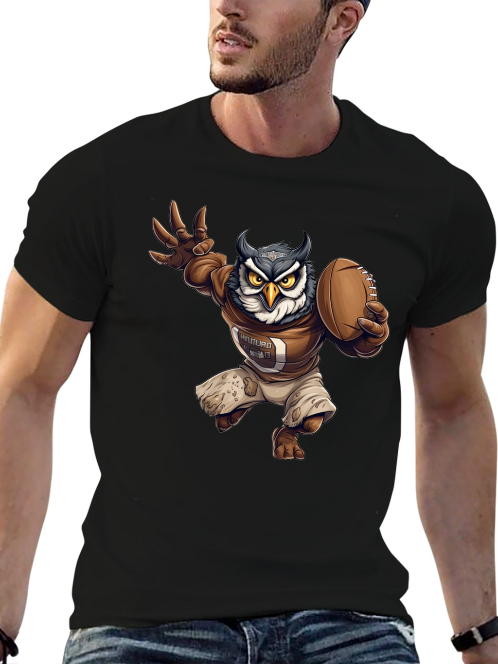 Football Owl Graphic T-Shirt