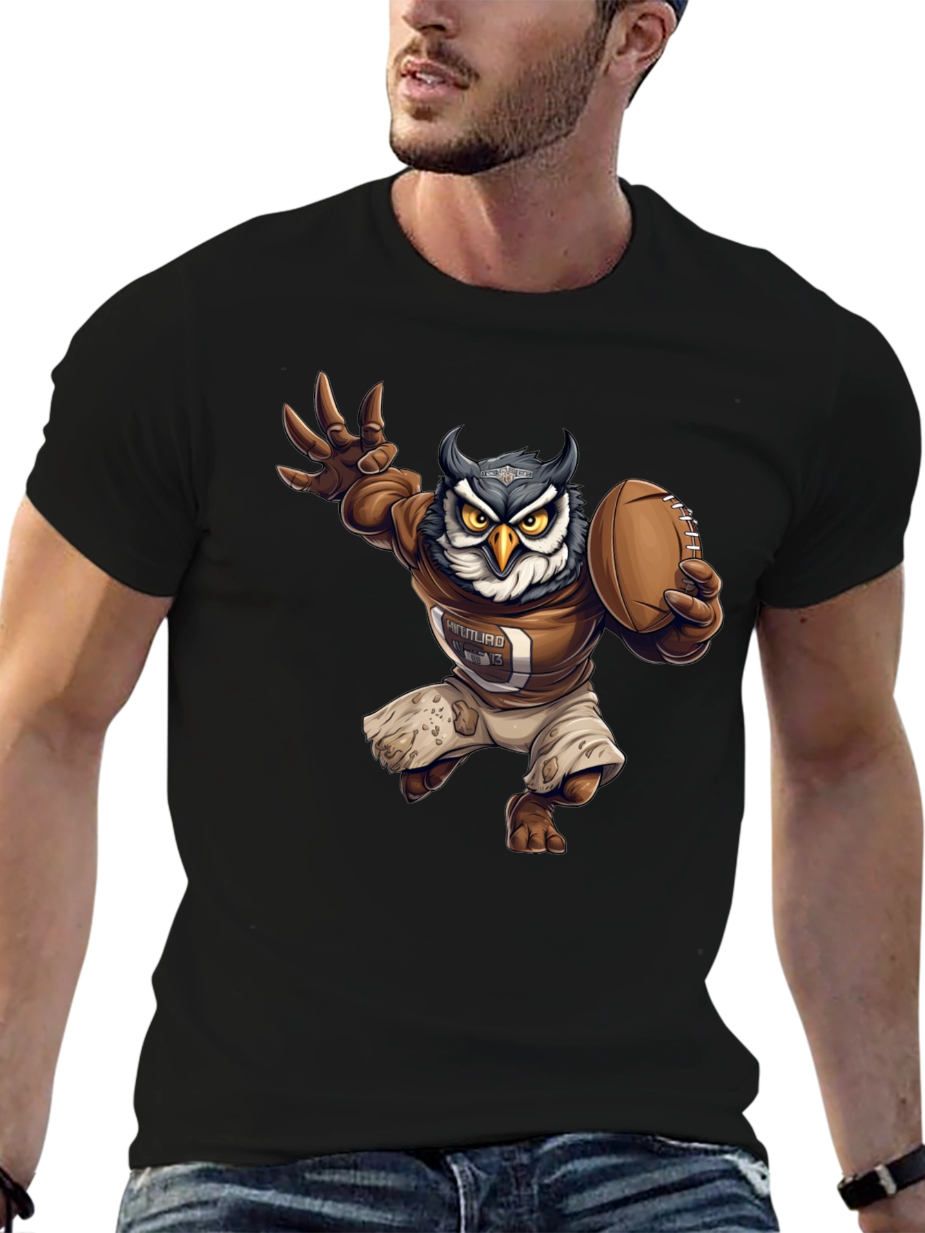Football Owl Graphic T-Shirt