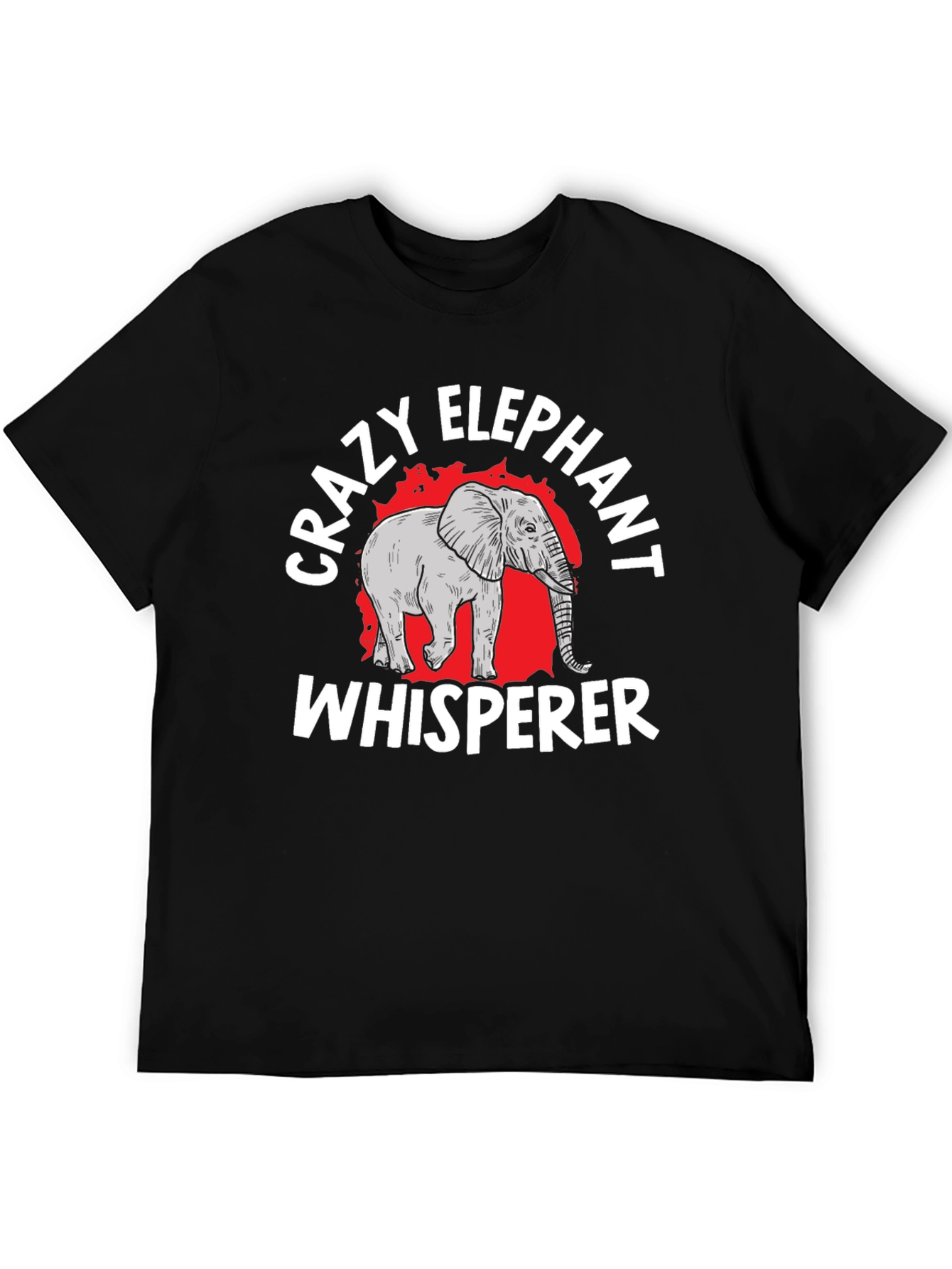 Crazy Elephant Whisperer Black Graphic T-Shirt