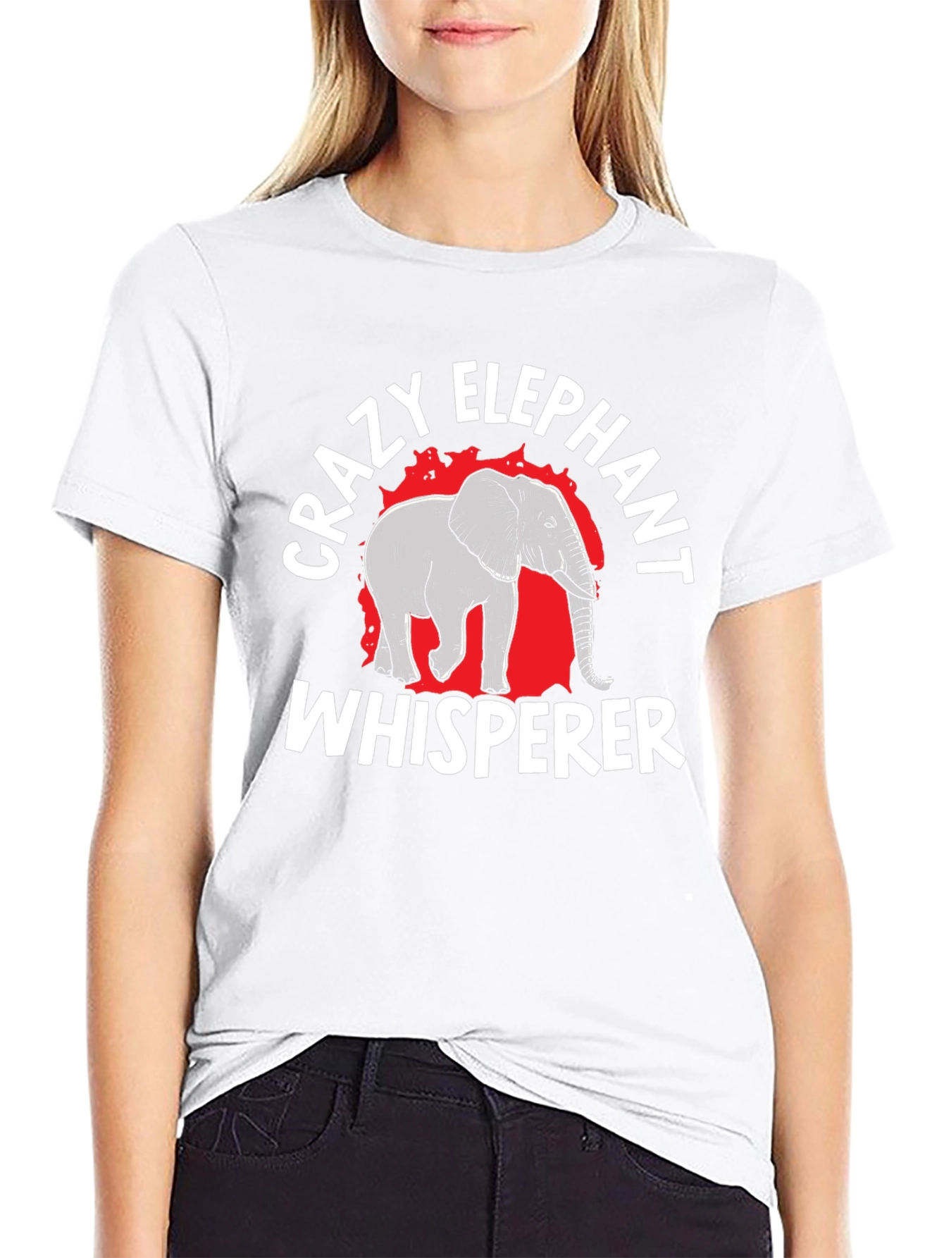 Crazy Elephant Whisperer Black Graphic T-Shirt