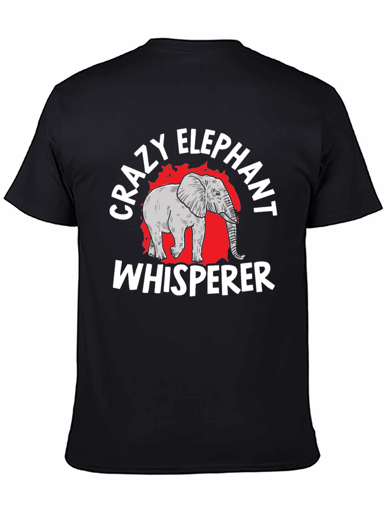 Crazy Elephant Whisperer Black Graphic T-Shirt