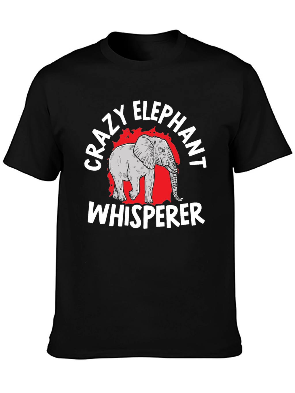 Crazy Elephant Whisperer Black Graphic T-Shirt
