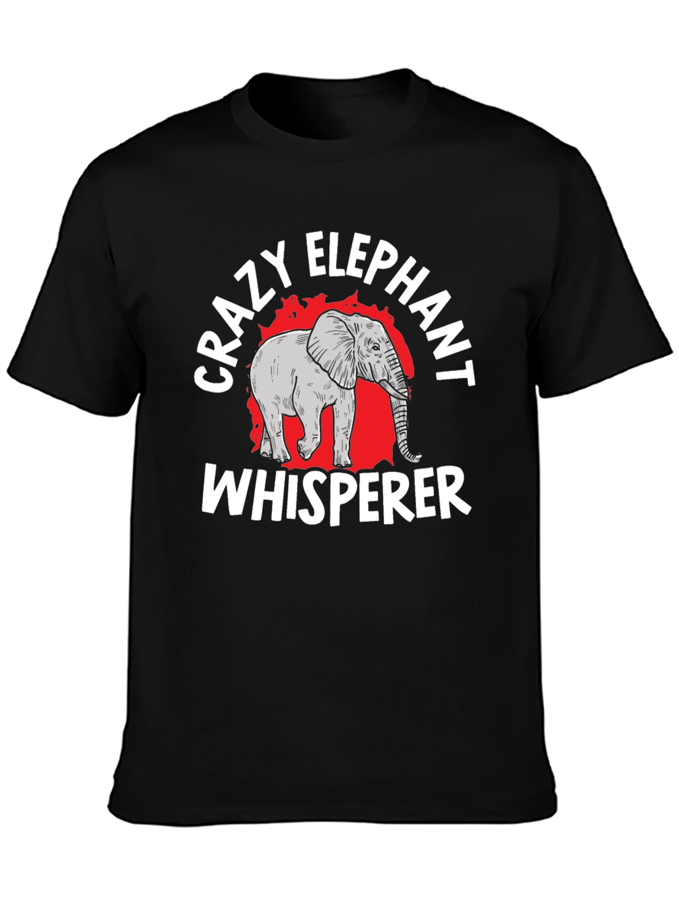 Crazy Elephant Whisperer Black Graphic T-Shirt