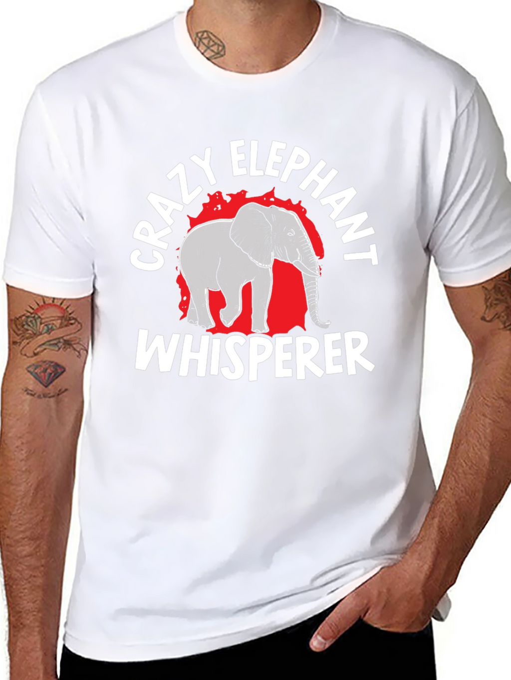 Crazy Elephant Whisperer Black Graphic T-Shirt