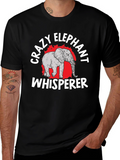 Crazy Elephant Whisperer Black Graphic T-Shirt