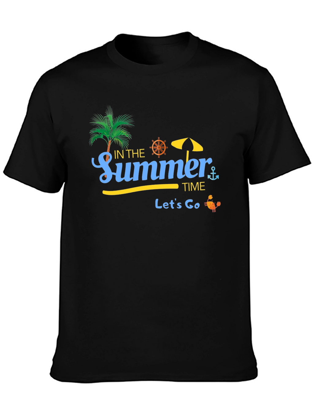 Summer Time Graphic Black T-Shirt