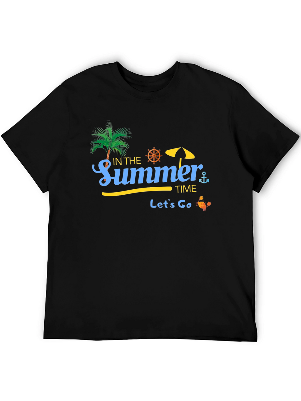 Summer Time Graphic Black T-Shirt