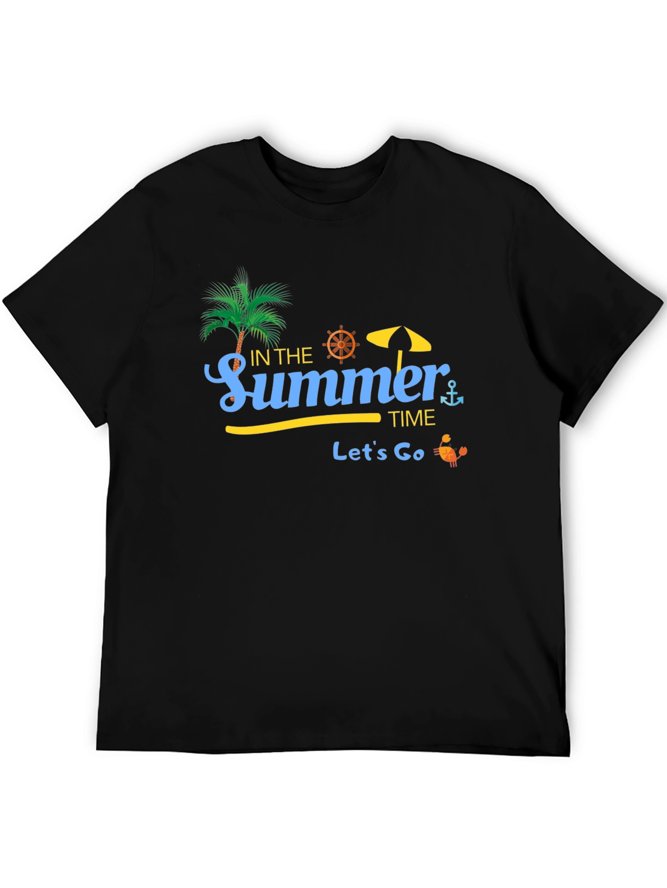 Summer Time Graphic Black T-Shirt