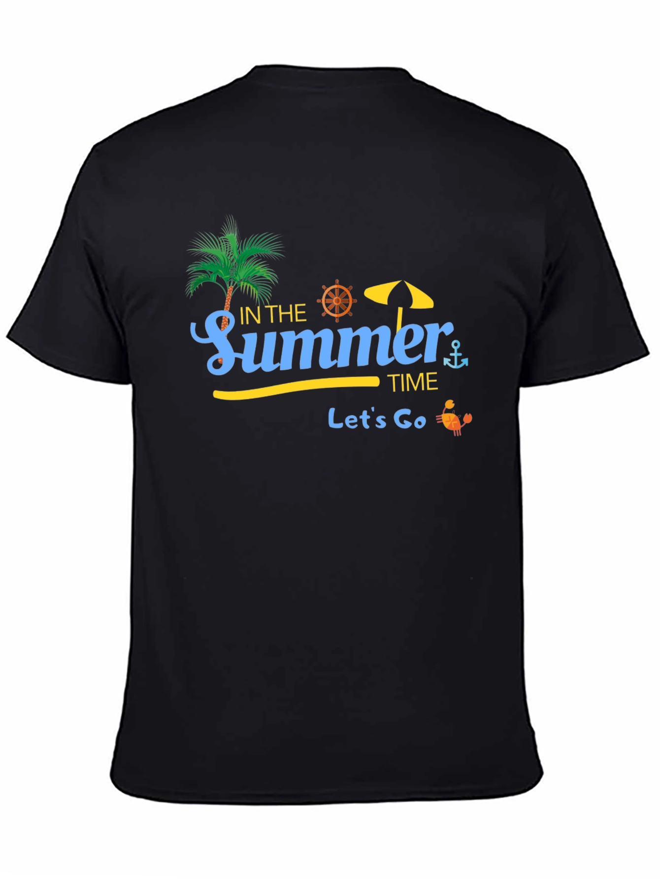 Summer Time Graphic Black T-Shirt