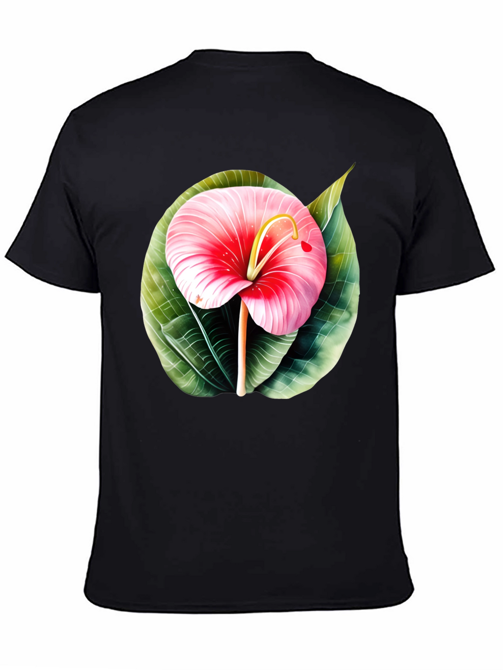 Tropical Flower Graphic Tee - Mens Black T-Shirt