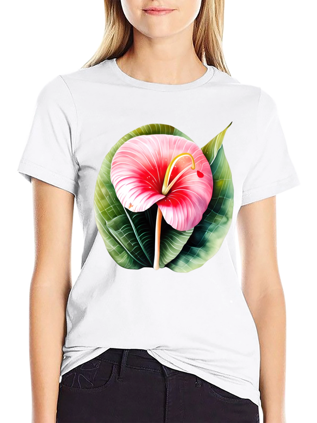Tropical Flower Graphic Tee - Mens Black T-Shirt