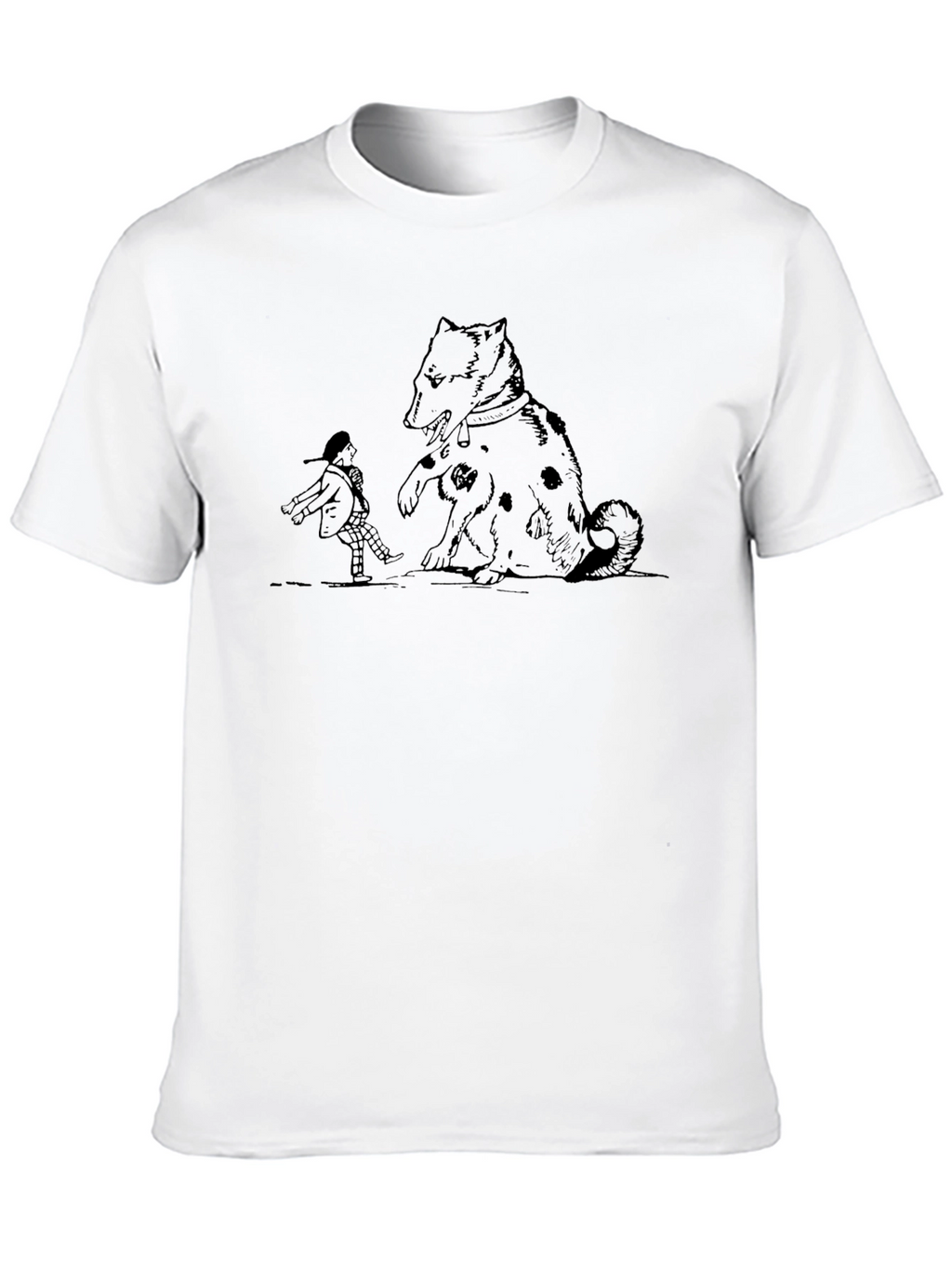 Dog and Boy Graphic Black T-Shirt