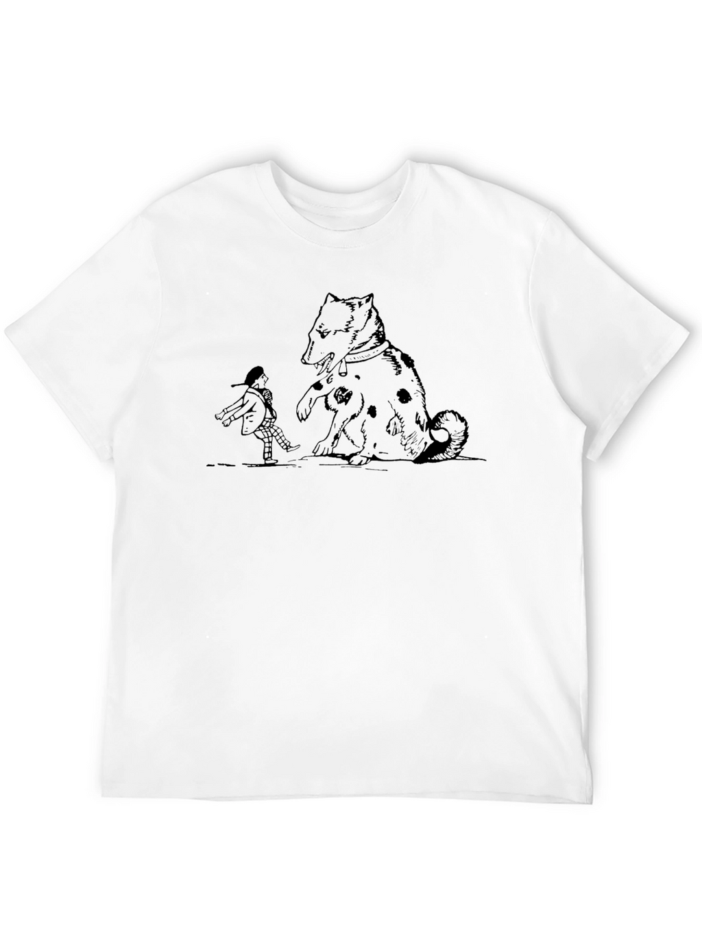 Dog and Boy Graphic Black T-Shirt