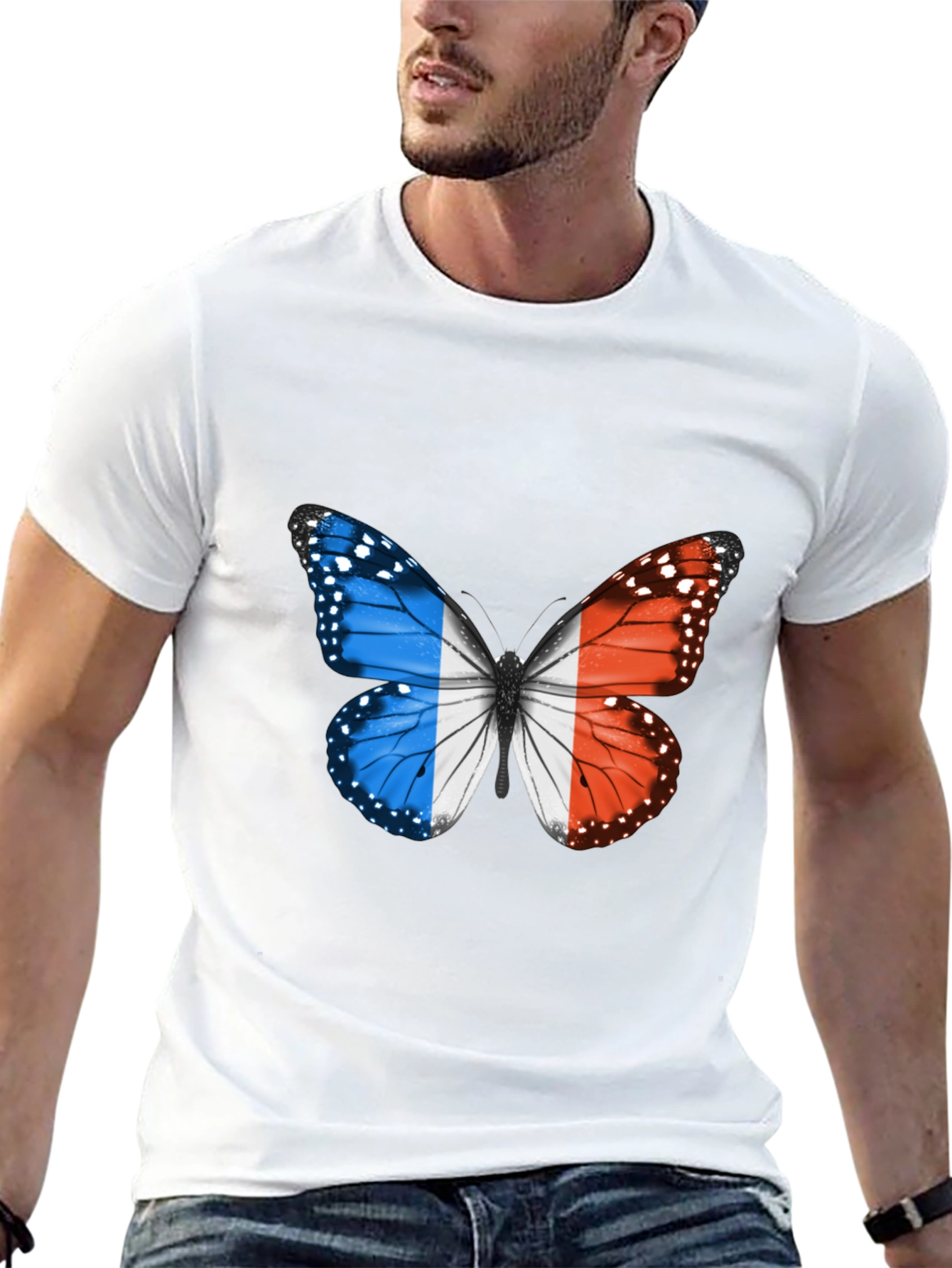 French Flag Butterfly Graphic Tee