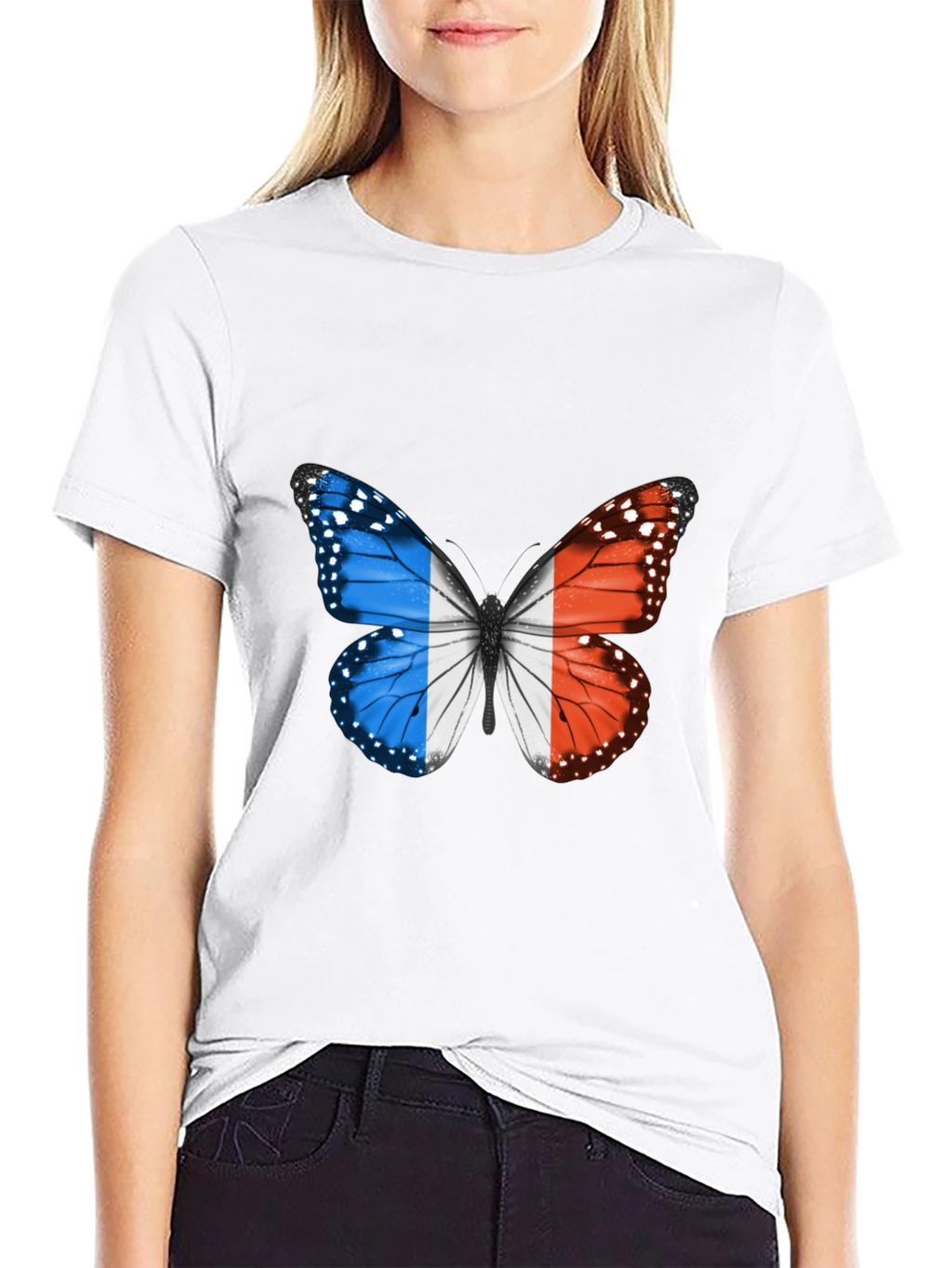 French Flag Butterfly Graphic Tee