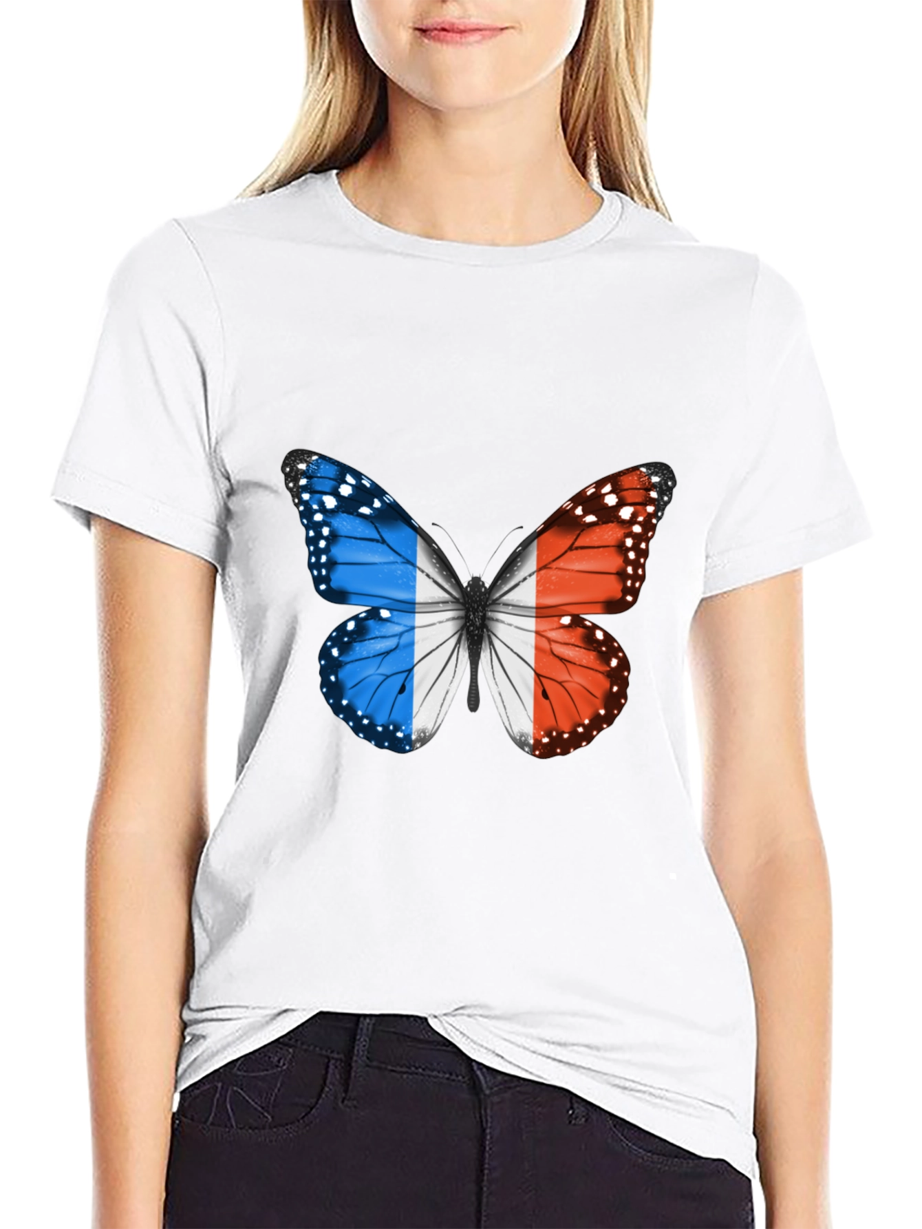 French Flag Butterfly Graphic Tee