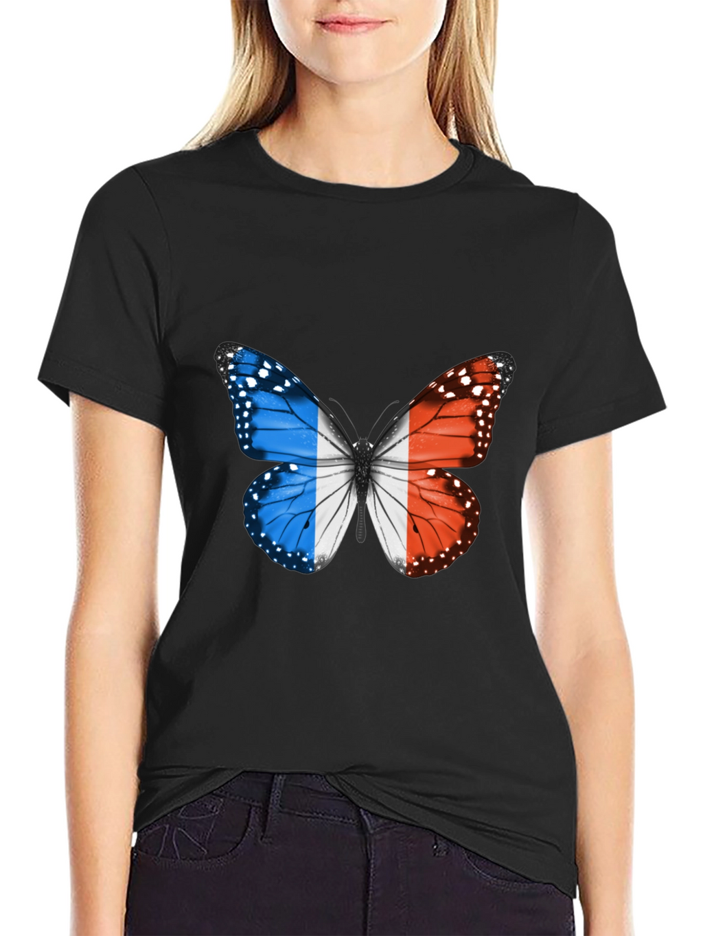 French Flag Butterfly Graphic Tee