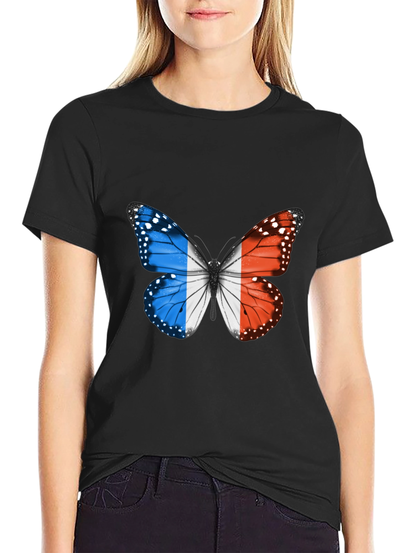 French Flag Butterfly Graphic Tee