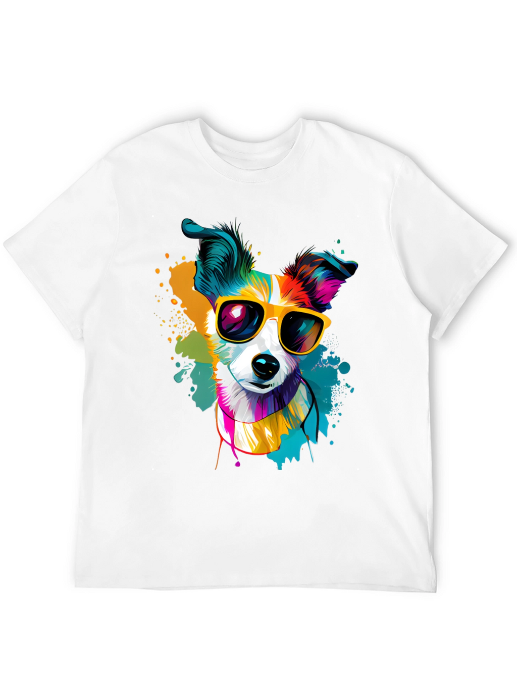 Dog with Sunglasses Graphic Tee - Cool Canine Style