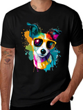 Dog with Sunglasses Graphic Tee - Cool Canine Style