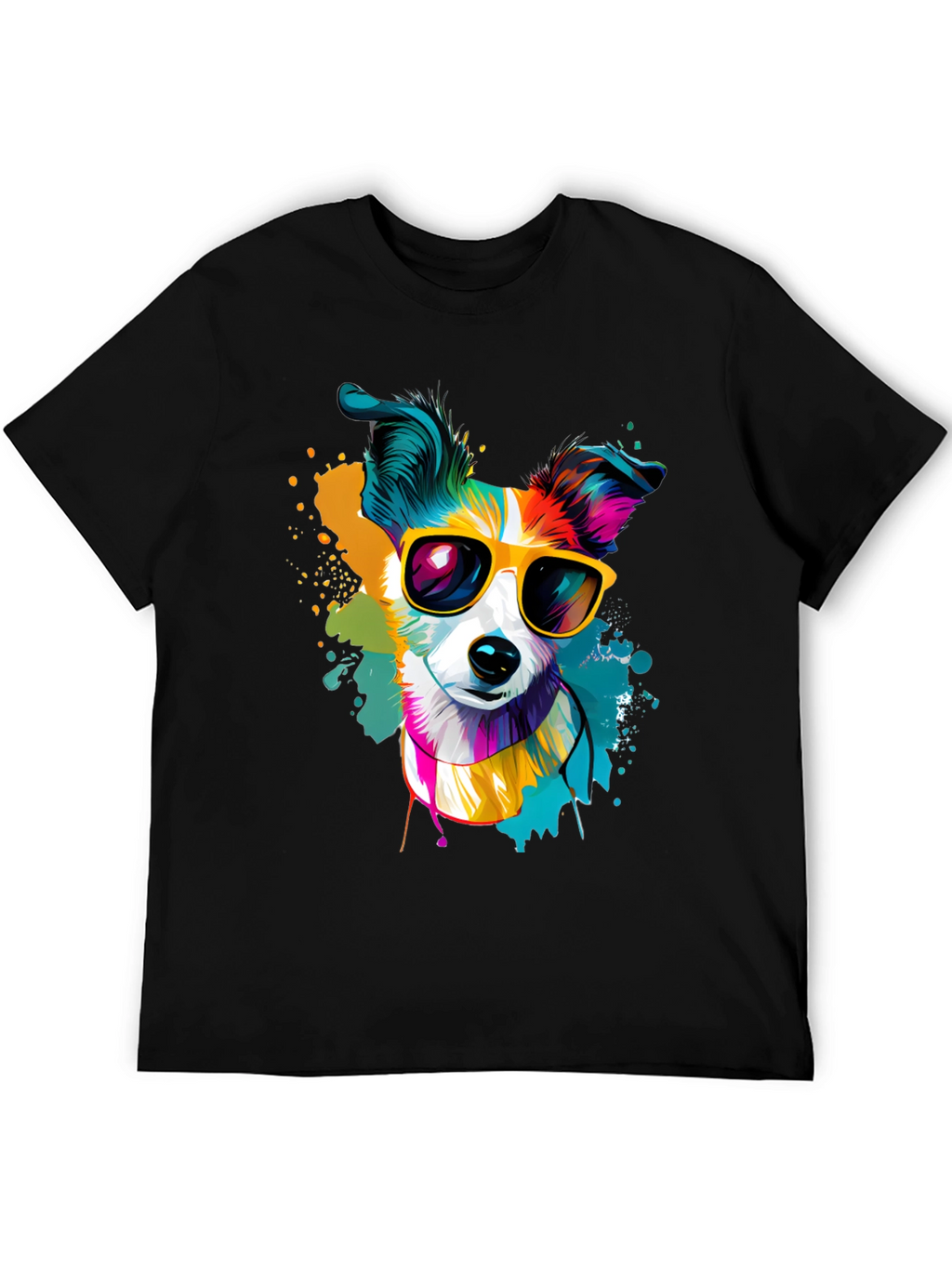 Dog with Sunglasses Graphic Tee - Cool Canine Style