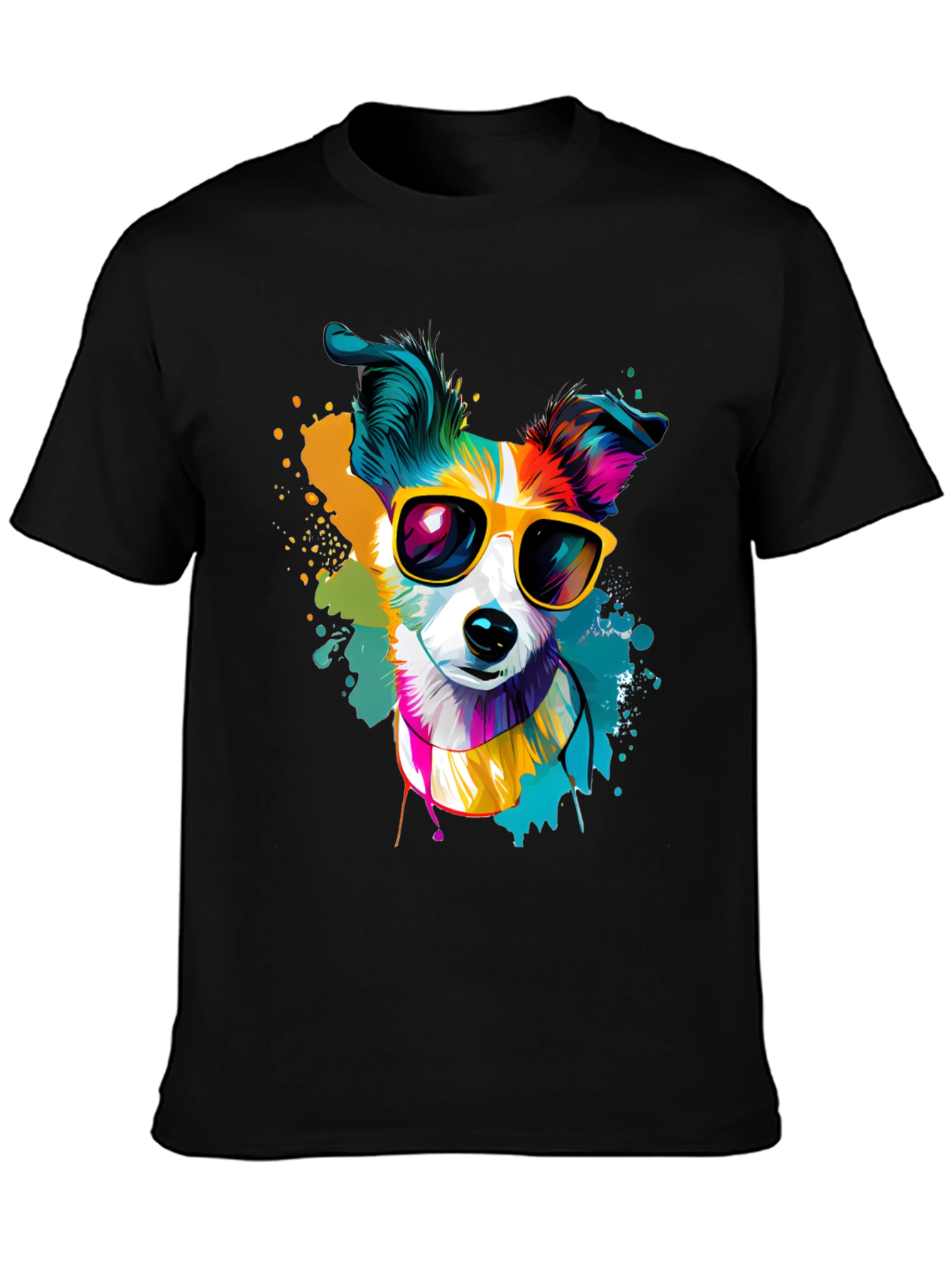 Dog with Sunglasses Graphic Tee - Cool Canine Style