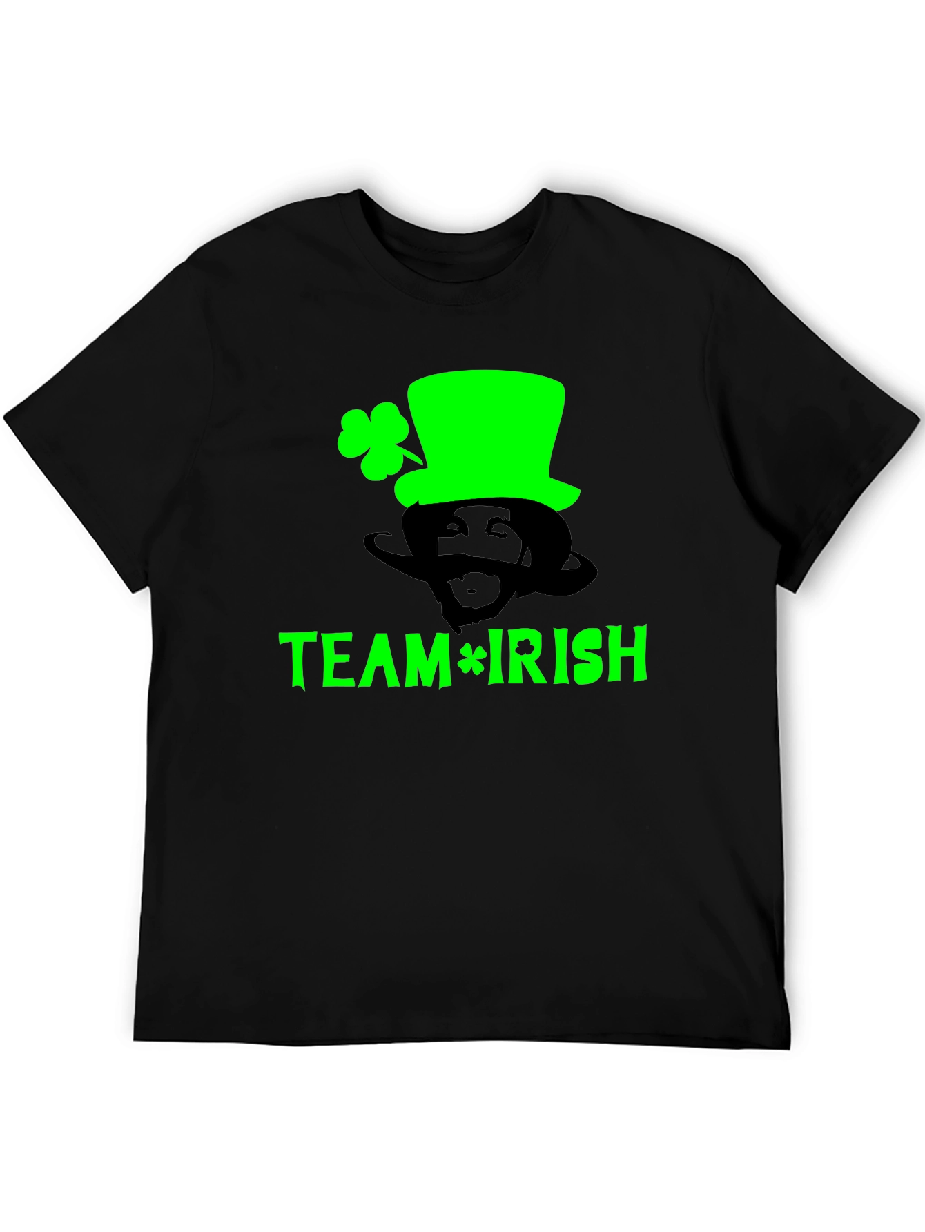 Team Irish Black T-Shirt St. Patricks Day Leprechaun Clover Tee