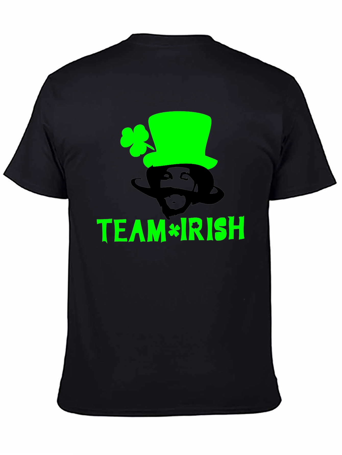 Team Irish Black T-Shirt St. Patricks Day Leprechaun Clover Tee