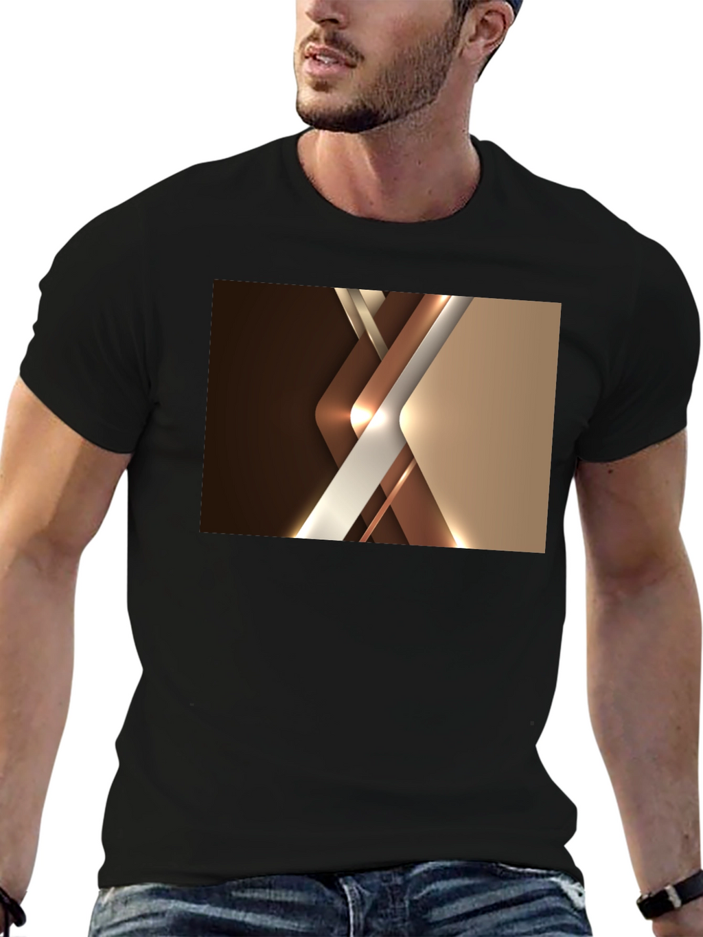 Abstract Geometric Black T-Shirt