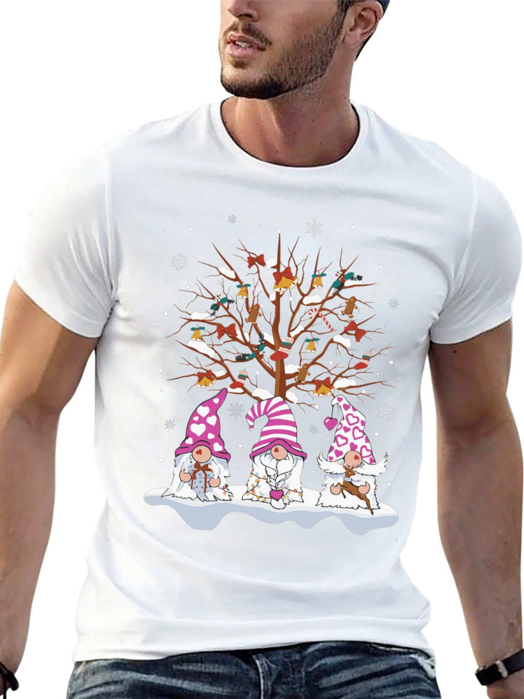 Festive Gnome Tree Graphic Tee - Holiday Style