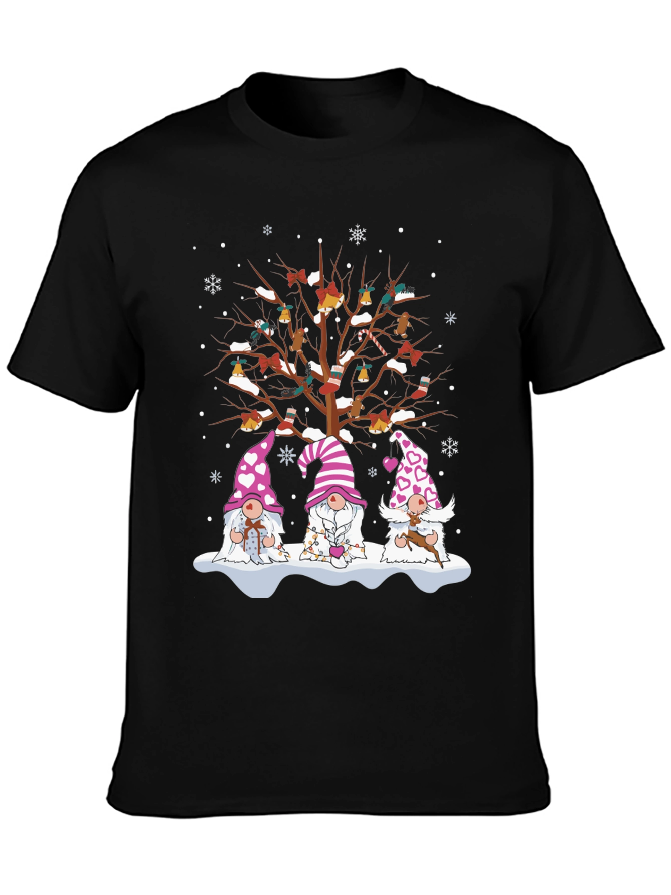 Festive Gnome Tree Graphic Tee - Holiday Style