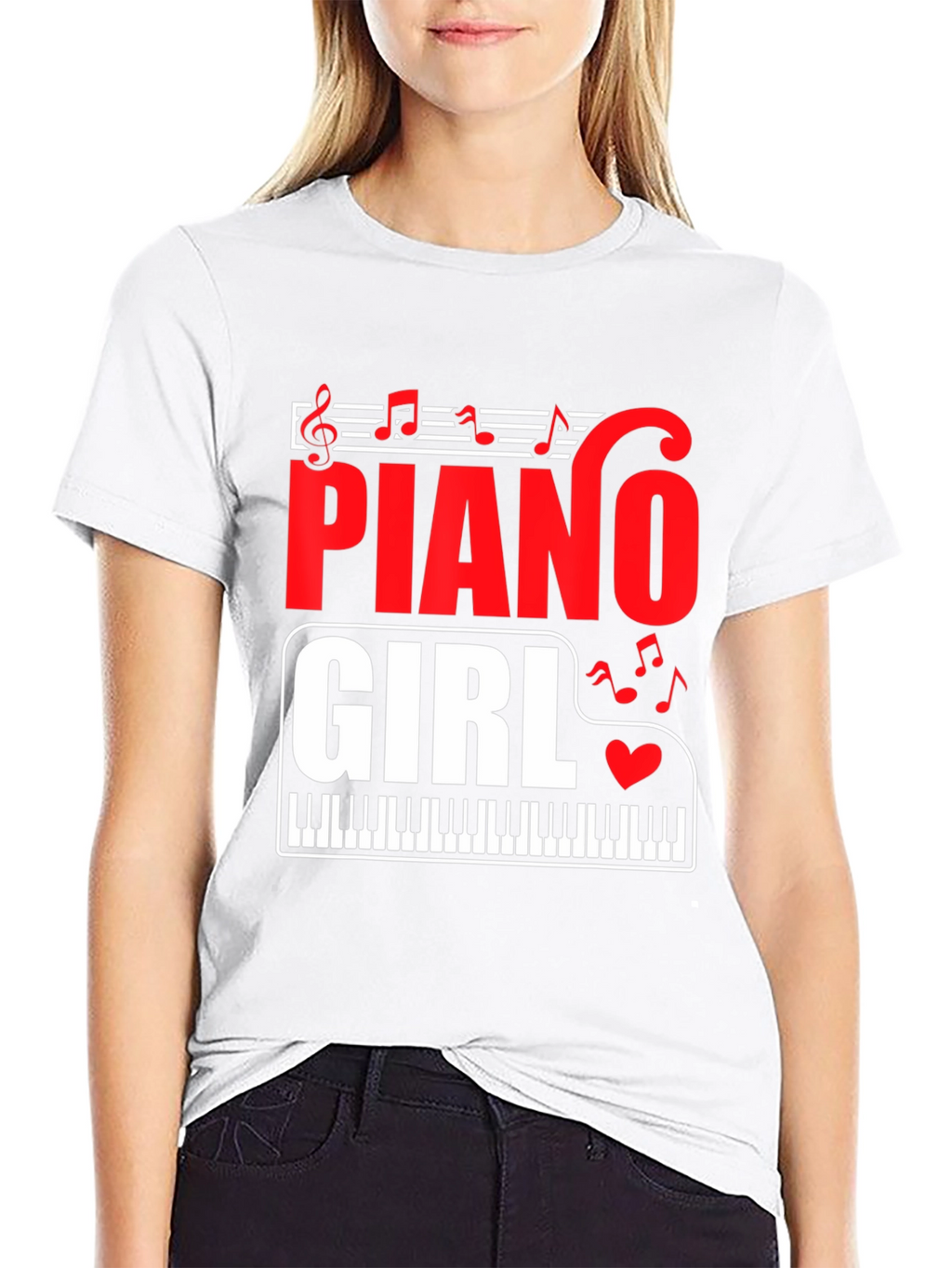 Piano Girl Graphic Tee - Music Lover T-Shirt