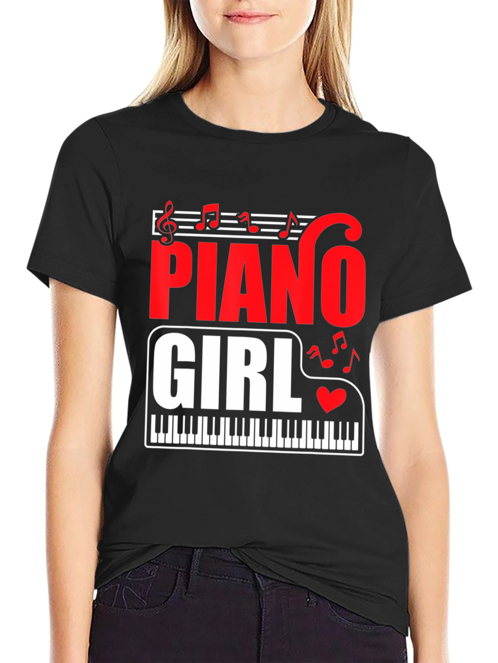 Piano Girl Graphic Tee - Music Lover T-Shirt