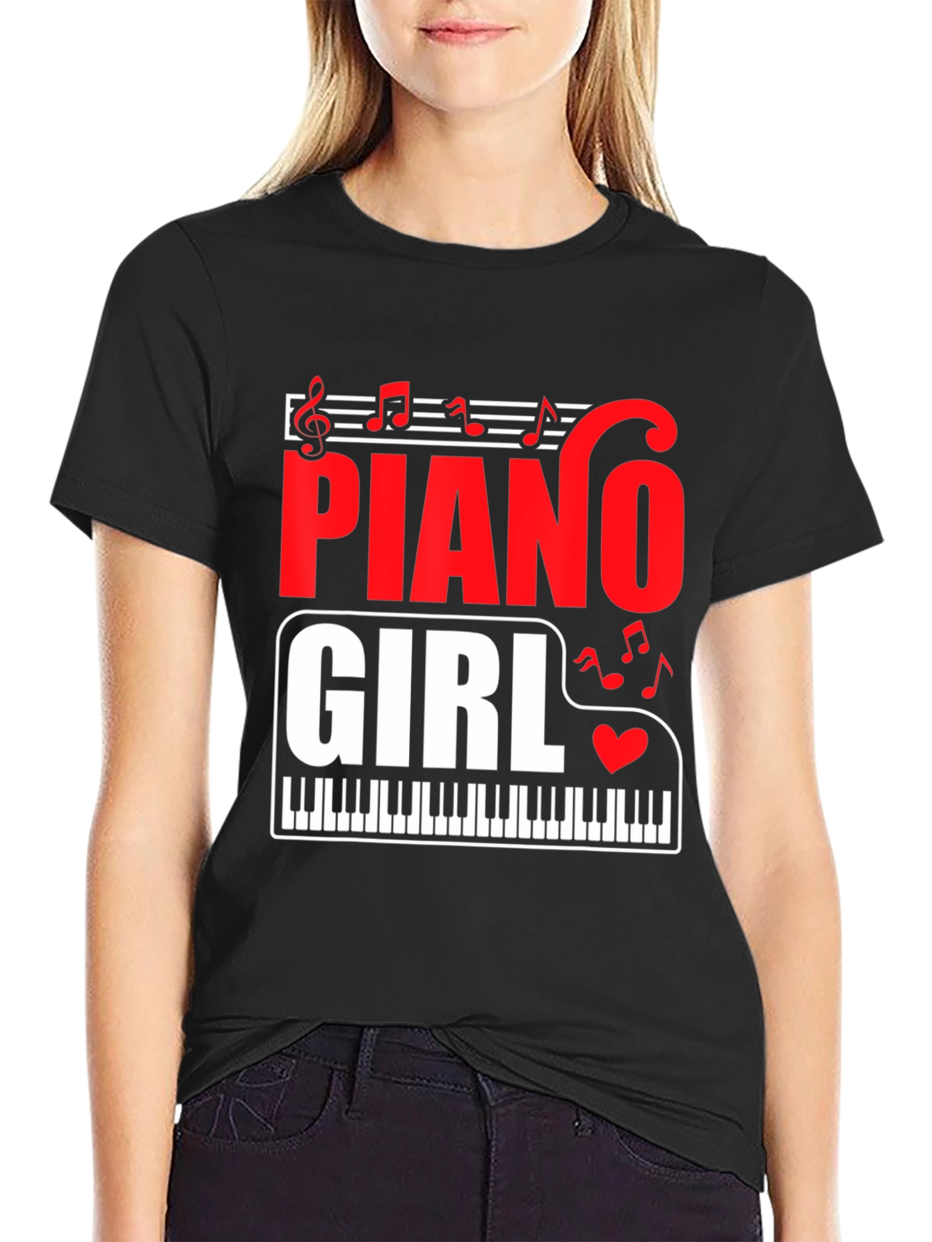 Piano Girl Graphic Tee - Music Lover T-Shirt