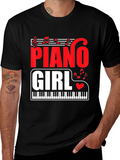 Piano Girl Graphic Tee - Music Lover T-Shirt