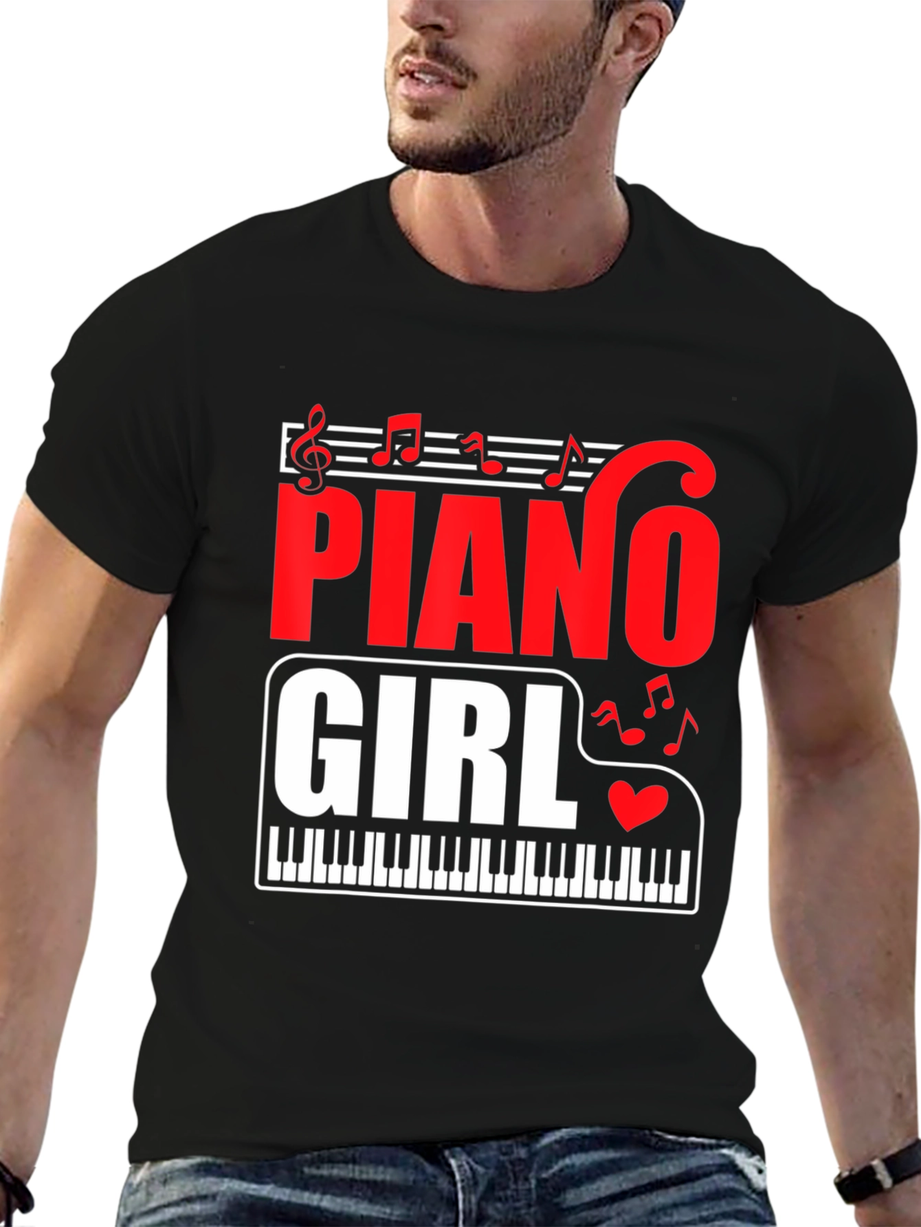 Piano Girl Graphic Tee - Music Lover T-Shirt
