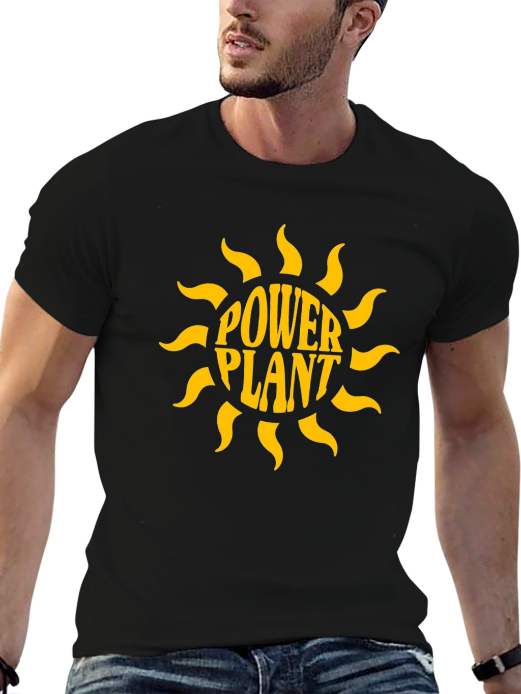 Power Plant Graphic Print Black T-Shirt