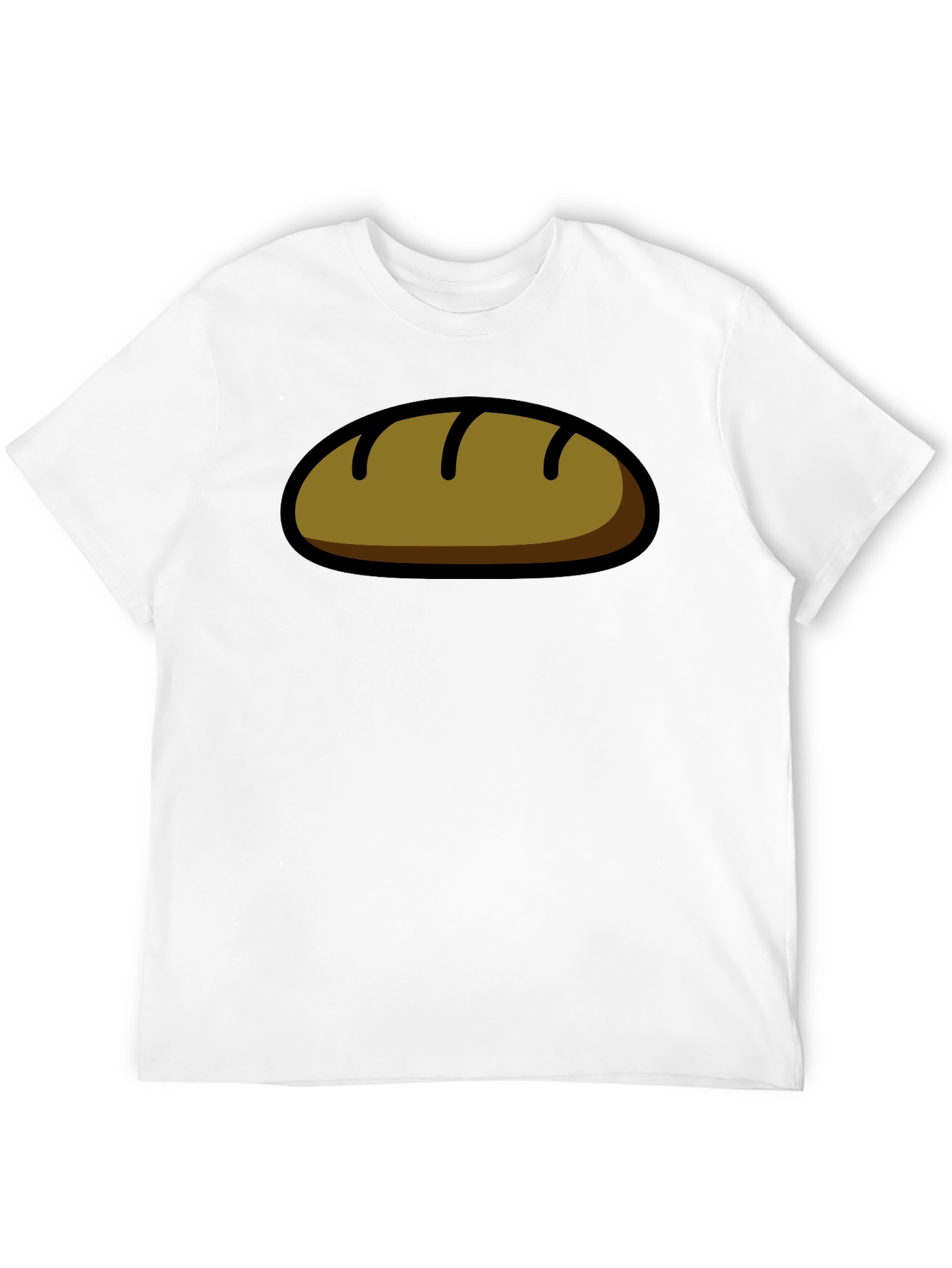 Funny Bread Cartoon Graphic T-Shirt - Black