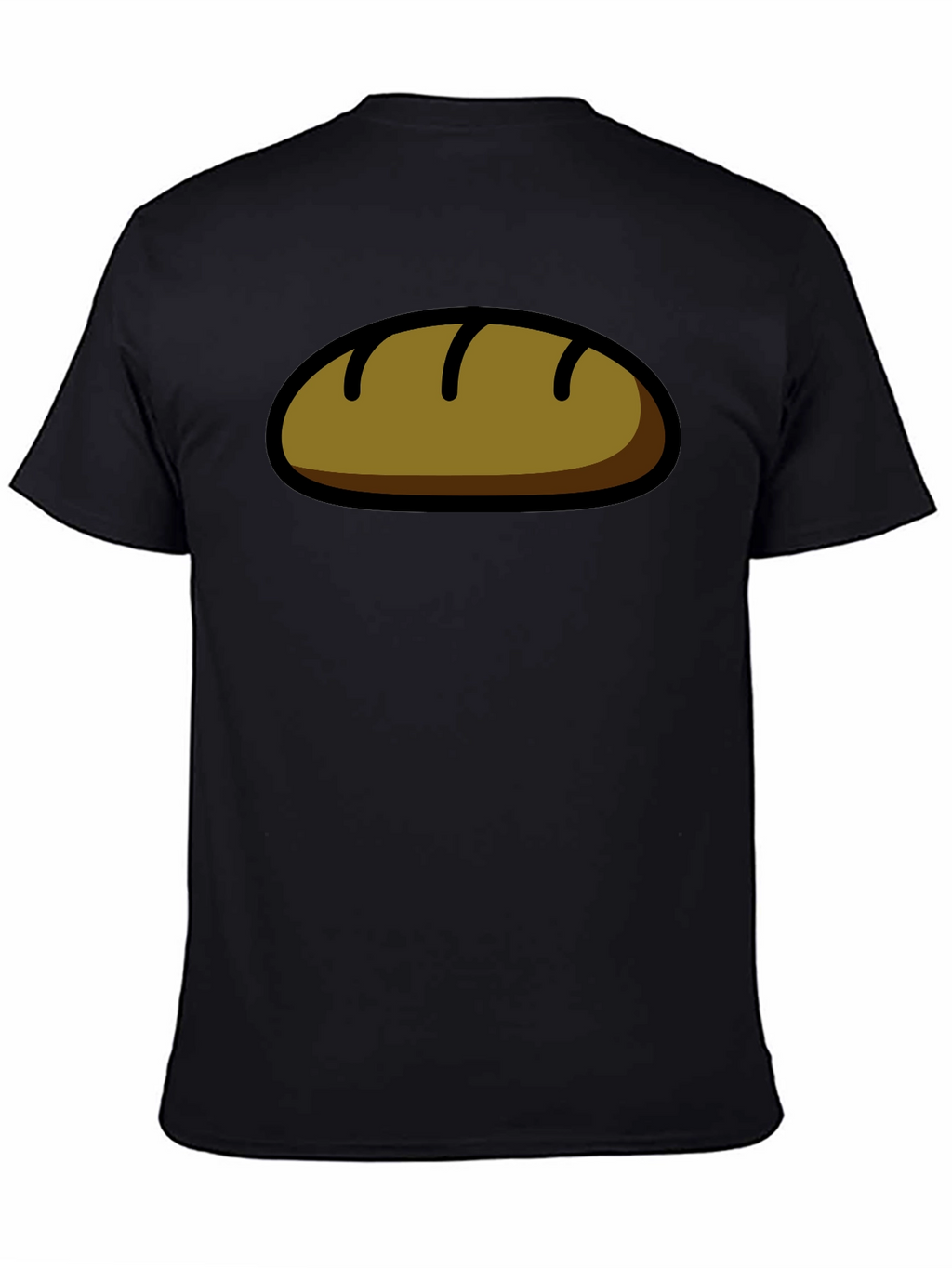 Funny Bread Cartoon Graphic T-Shirt - Black