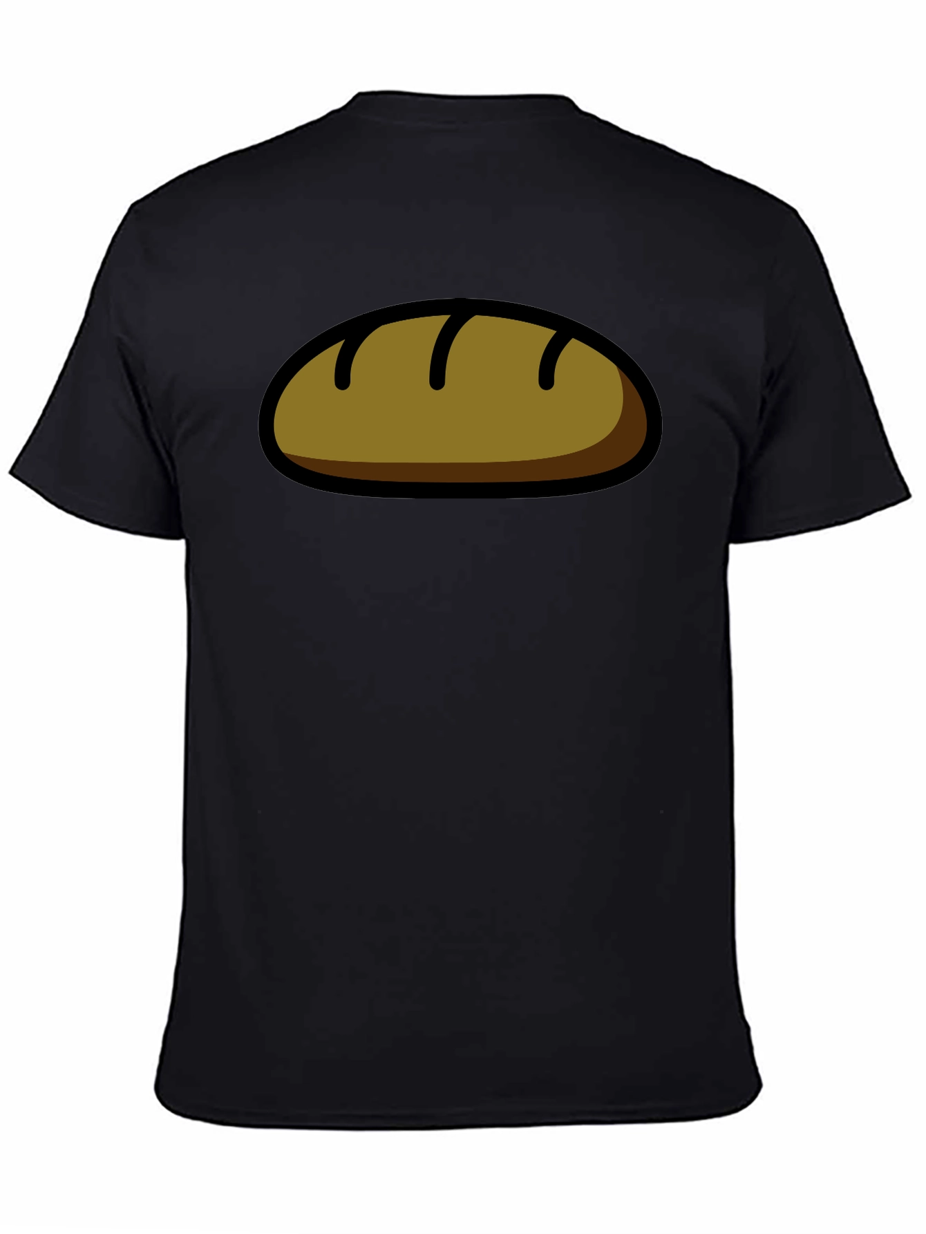Funny Bread Cartoon Graphic T-Shirt - Black