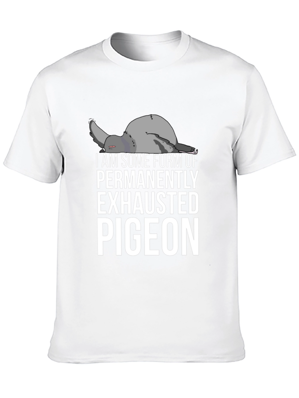 Exhausted Pigeon Graphic Tee - Unisex Black T-Shirt
