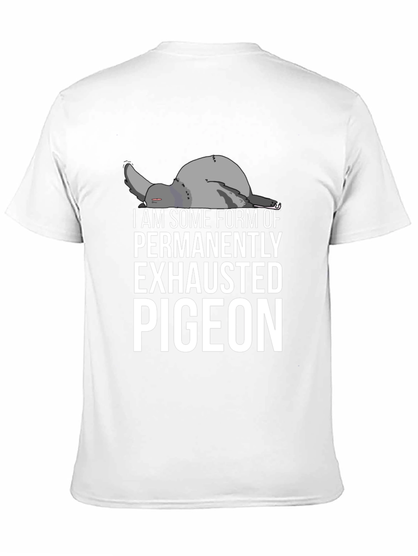 Exhausted Pigeon Graphic Tee - Unisex Black T-Shirt