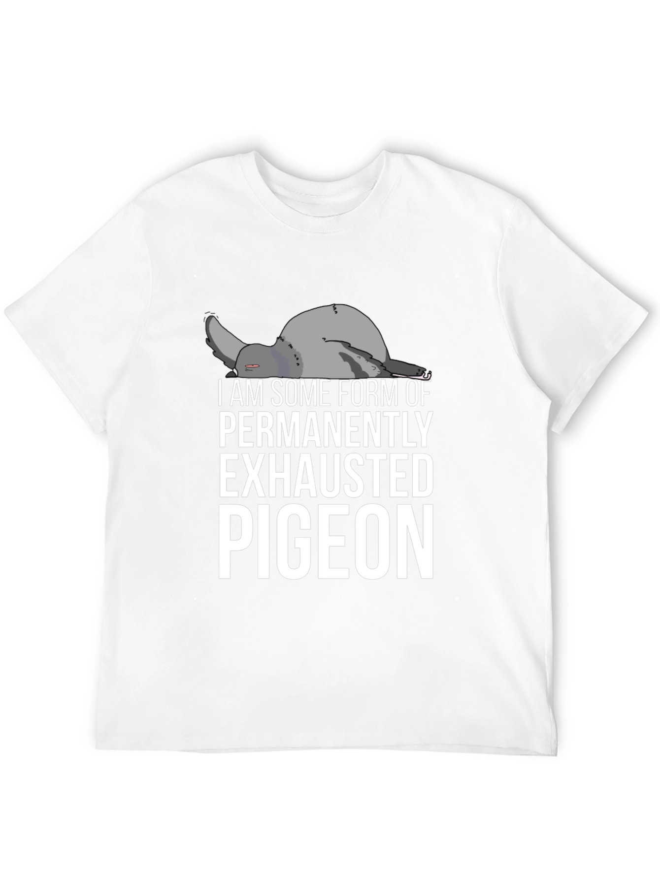 Exhausted Pigeon Graphic Tee - Unisex Black T-Shirt