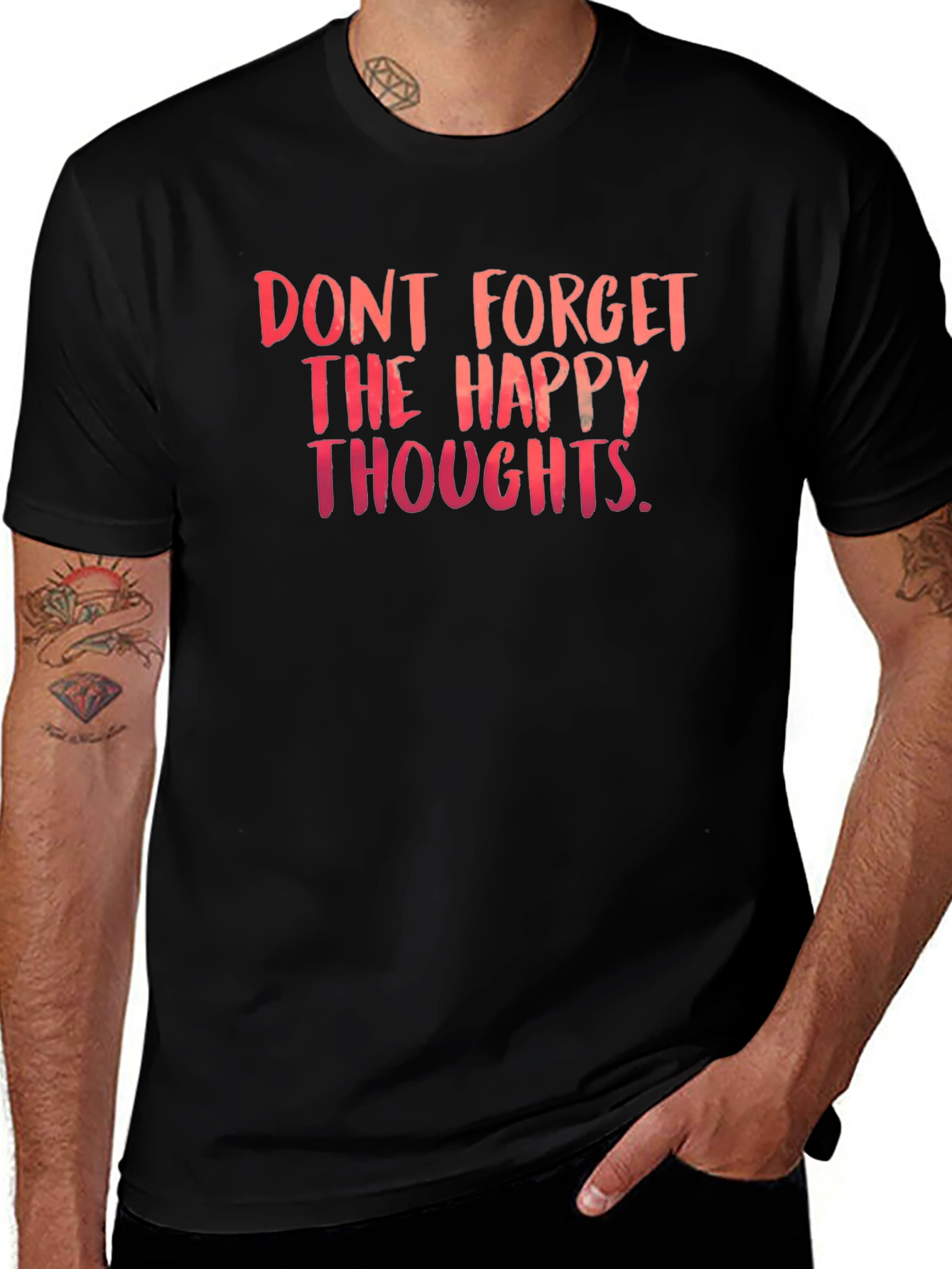 Happy Thoughts T-Shirt - Black Crew Neck Tee